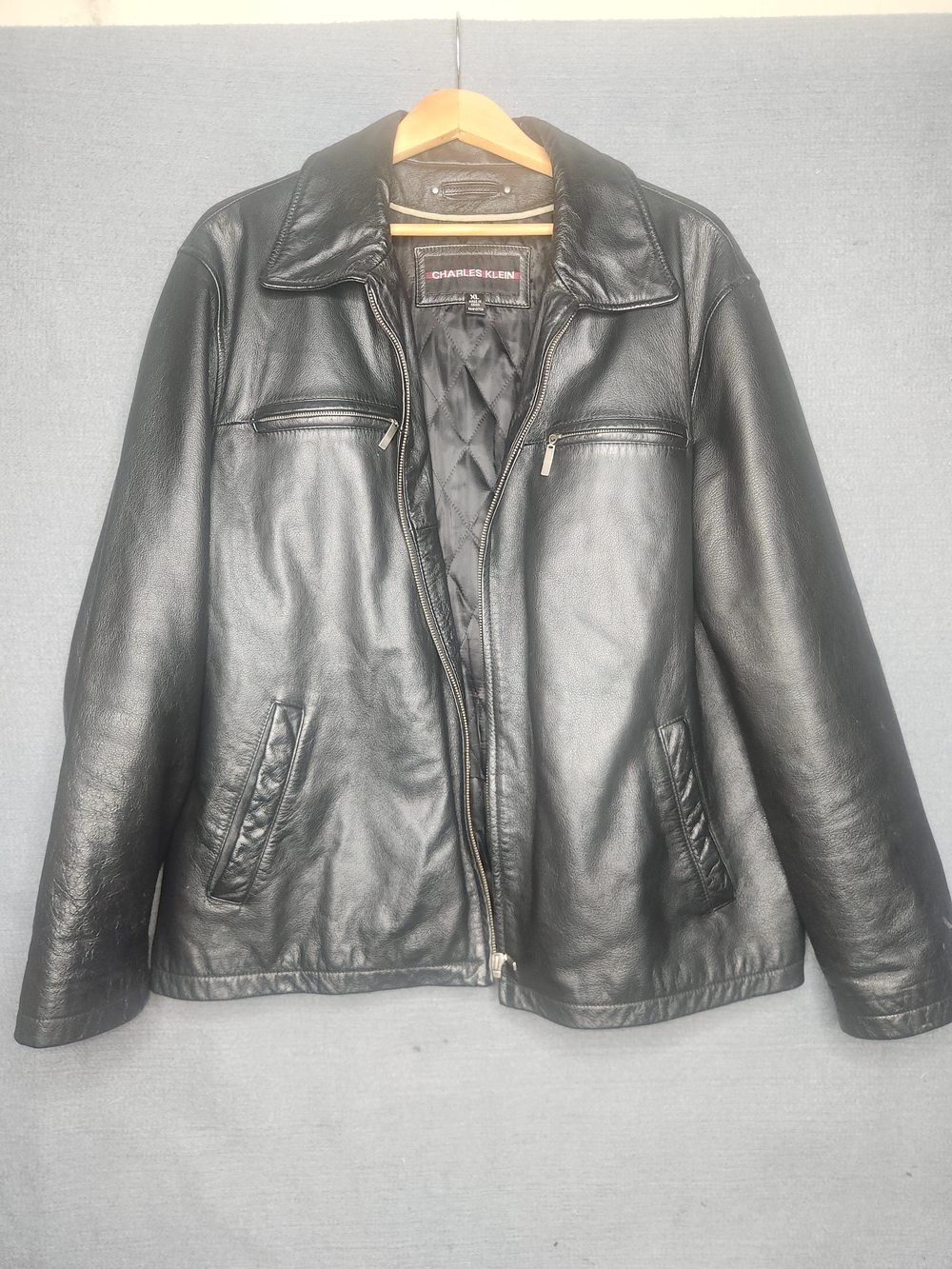 Charles Klein Women's Black Leather Zip Jacket